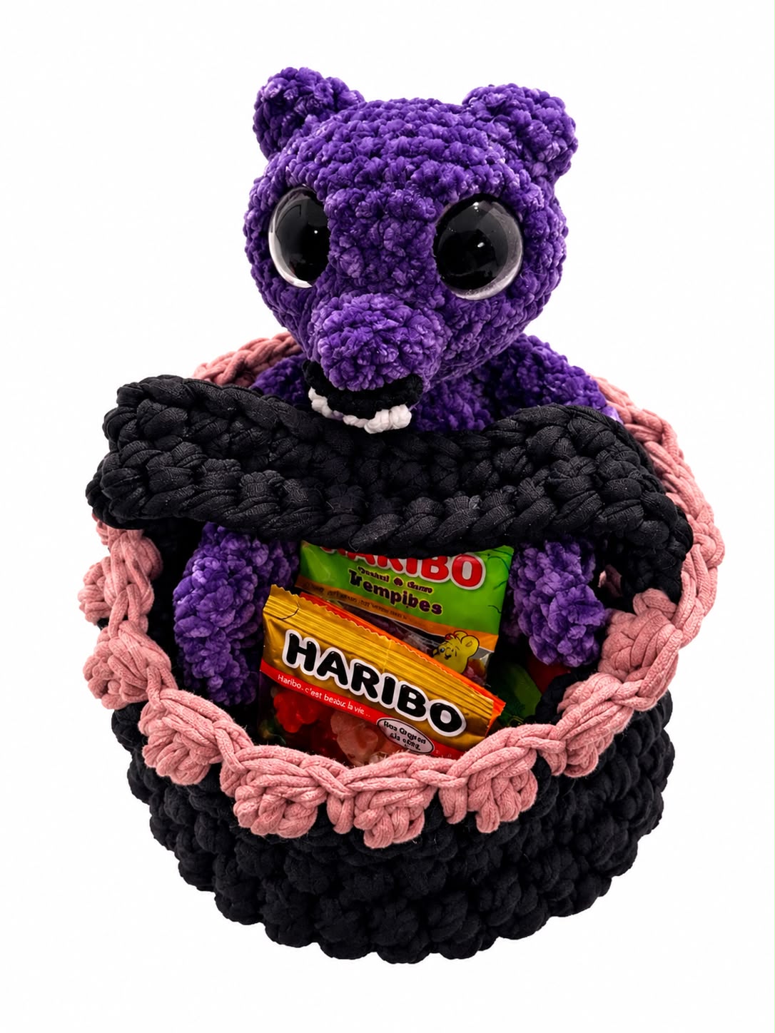 Petit panier chauve-souris au crochet – Édition Halloween