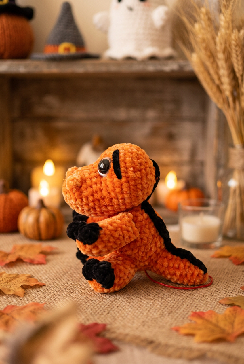 Croco Halloween, profil de marche, décor sans texte