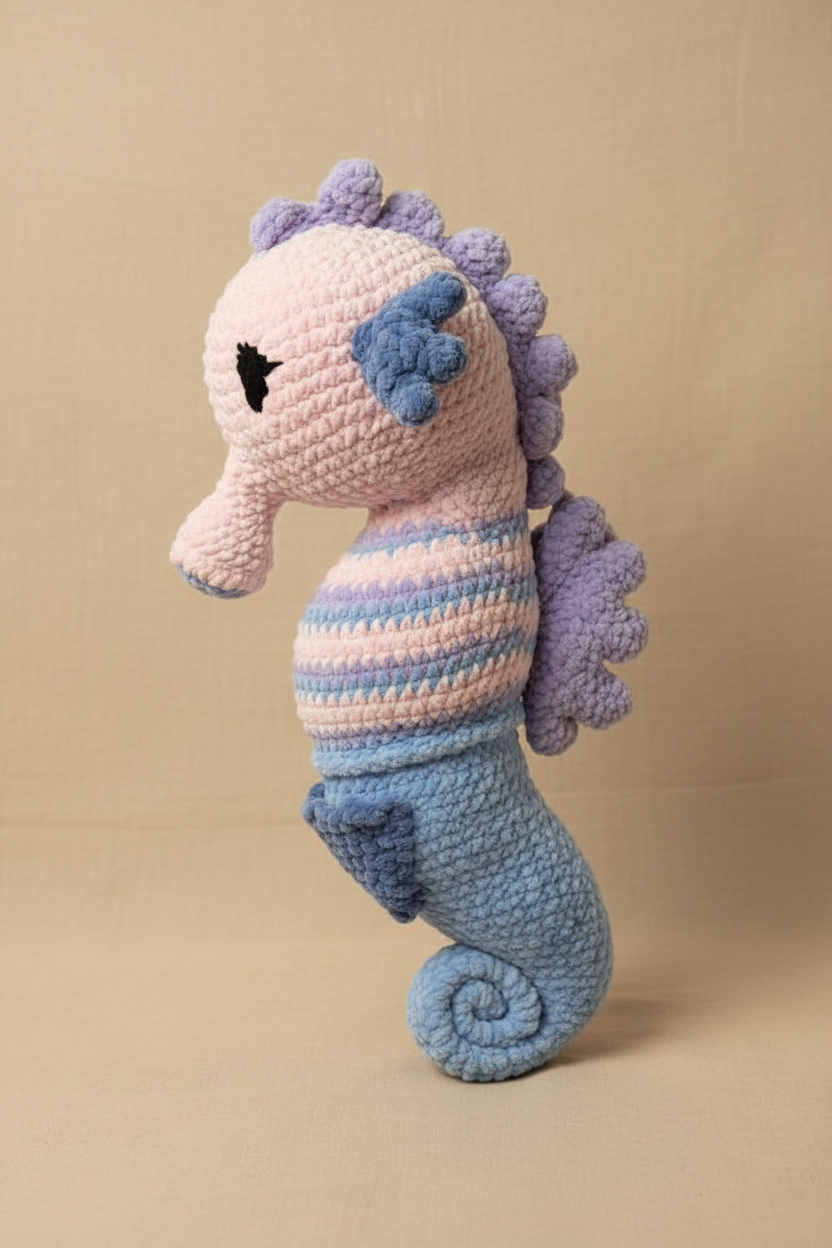 Hippocampe fond beige lin