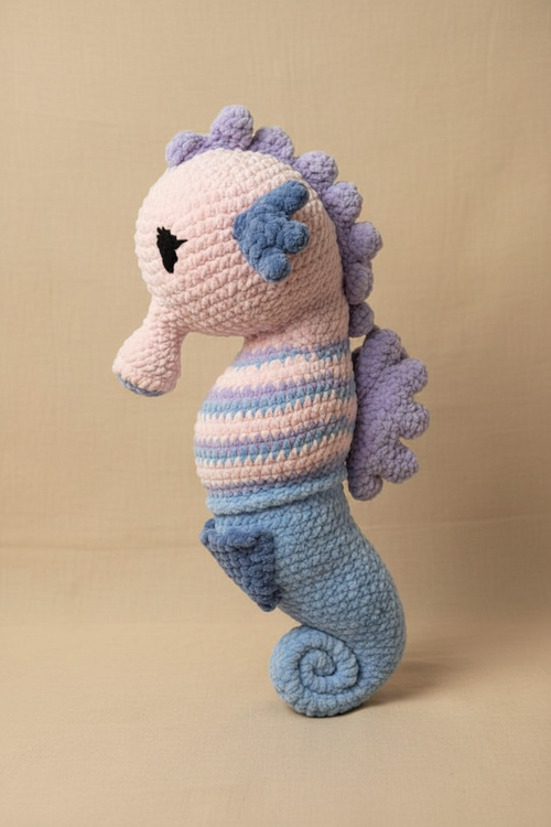Hippocampe fond beige lin